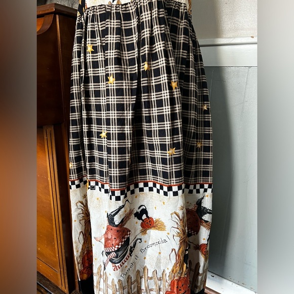 🧡 Rare Vintage Handmade Halloween Witch Black Cat Pumpkin Harvest Dress M - Picture 8 of 8